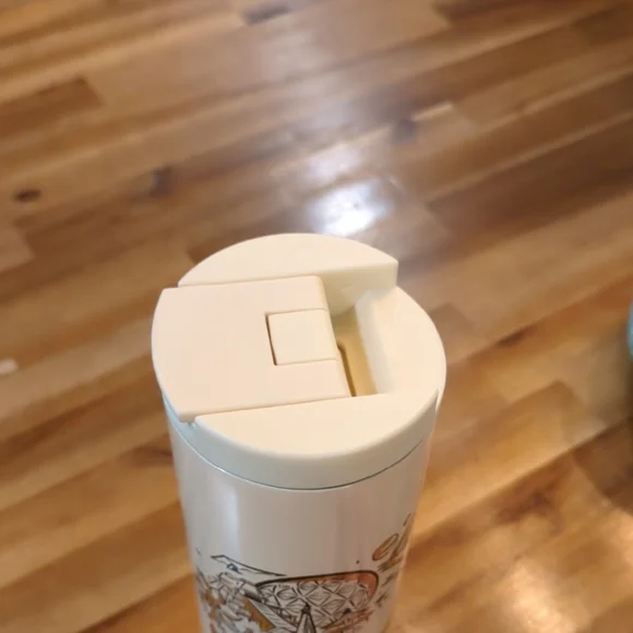 Starbucks Walt Disney World Cream and Gold Water Bottle with Whimsical Design - Picture 8 of 12